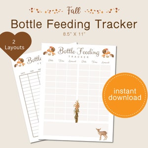 Flesvoeding-tracker, AFDRUKBARE dagelijkse voeding-tracker, INSTANT DOWNLOAD, herfst, dagelijks voedingsdagboek, logboek flesvoeding, formule-tracker,