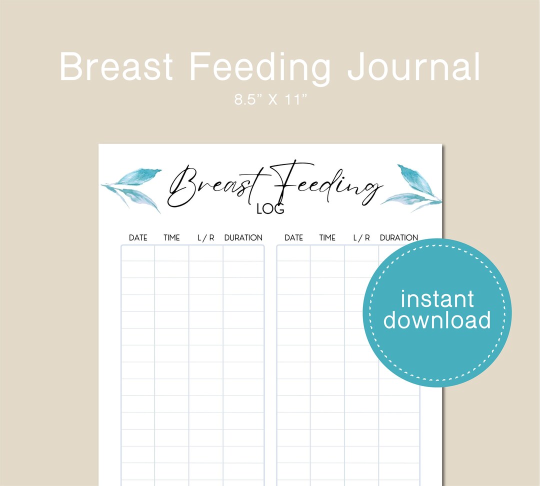 Breast Feeding Tracker, PRINTABLE Feeding Daily Tracker, INSTANT DOWNLOAD, Daily Feeding Journal