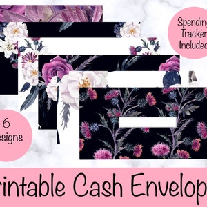 Cash Envelopes Printable, Cash Envelope System, Gothic Floral Money Envelopes, Budget Envelopes Printable, DIGITAL DOWNLOAD
