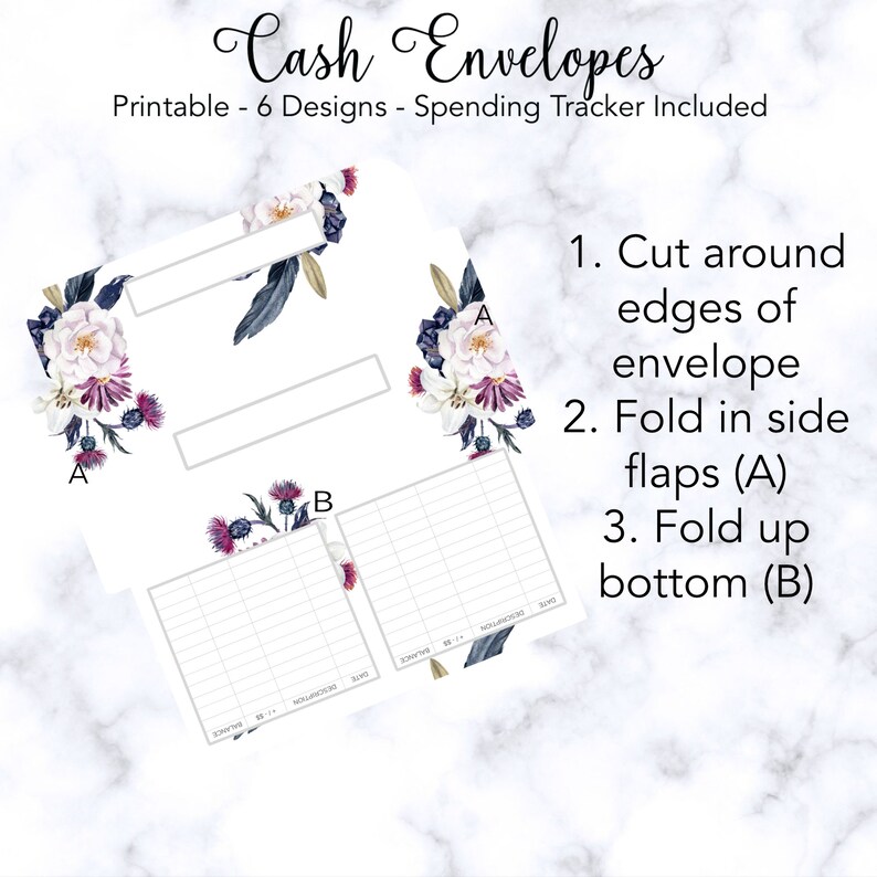 Cash Envelopes Printable Cash Envelope System Gothic Floral Etsy