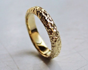 Textured Wedding Band 14k Solid Gold Ring Band Rustic Wedding Band Textured Ring Gold Wedding Band Rustic Ring Solid 14k Gold Ring Organic