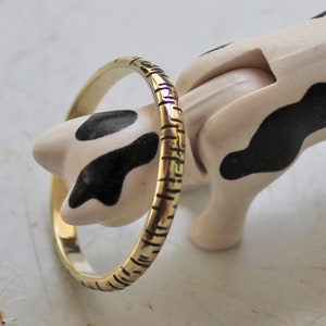 Solid 14k Gold Ring Unique Wedding Band Gold Wedding Band Yellow Gold Band Ring Oxidized Gold Ring Band Textured Wedding Ring Tiger Ring