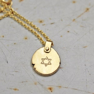 14k star of David charm necklace handmade solid gold magen David necklace