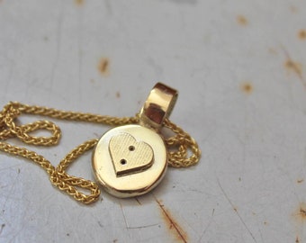 14k solid gold heart necklace