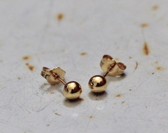 14k Gold Ball Stud Earrings 14K Solid Gold Ball Ear post Earrings  14k Gold Ball Studs   14k Solid gold stud earrings minimalist earrings