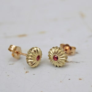 Ruby Earrings 14k Gold Stud Earrings Gold Solid Gold Earring Studs Ruby Stud Earrings Gold Post Earrings