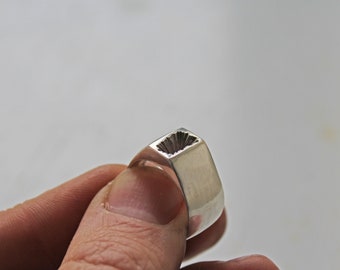 14k Gold Signet Ring Men  14k White Gold Ring 14k Solid Gold Ring Brutalist Ring Chunky Ring Large Signet Ring Solid White Gold Rng