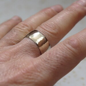 Gold Wide Band Ring, 14K Gold Wedding Band, Wide Wedding Band Gold Band Ring Cigar Band Ring Gold Flat Gold Band barrel ring image 7