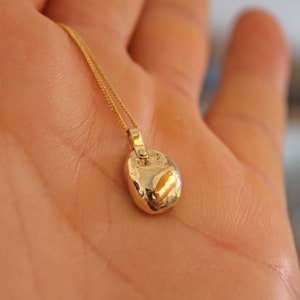 Raw Gold Necklace Gold Nugget Necklace Solid Gold Necklace and Pendant Solid 14k Gold Necklace Unique Minimalist Dainty Artisan Jewelry