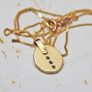 black diamonds gold Solid Gold Necklace 14k Gold pendant Gift For Mom necklace Solid 14K Gold and Diamonds Pendant gold and black necklace