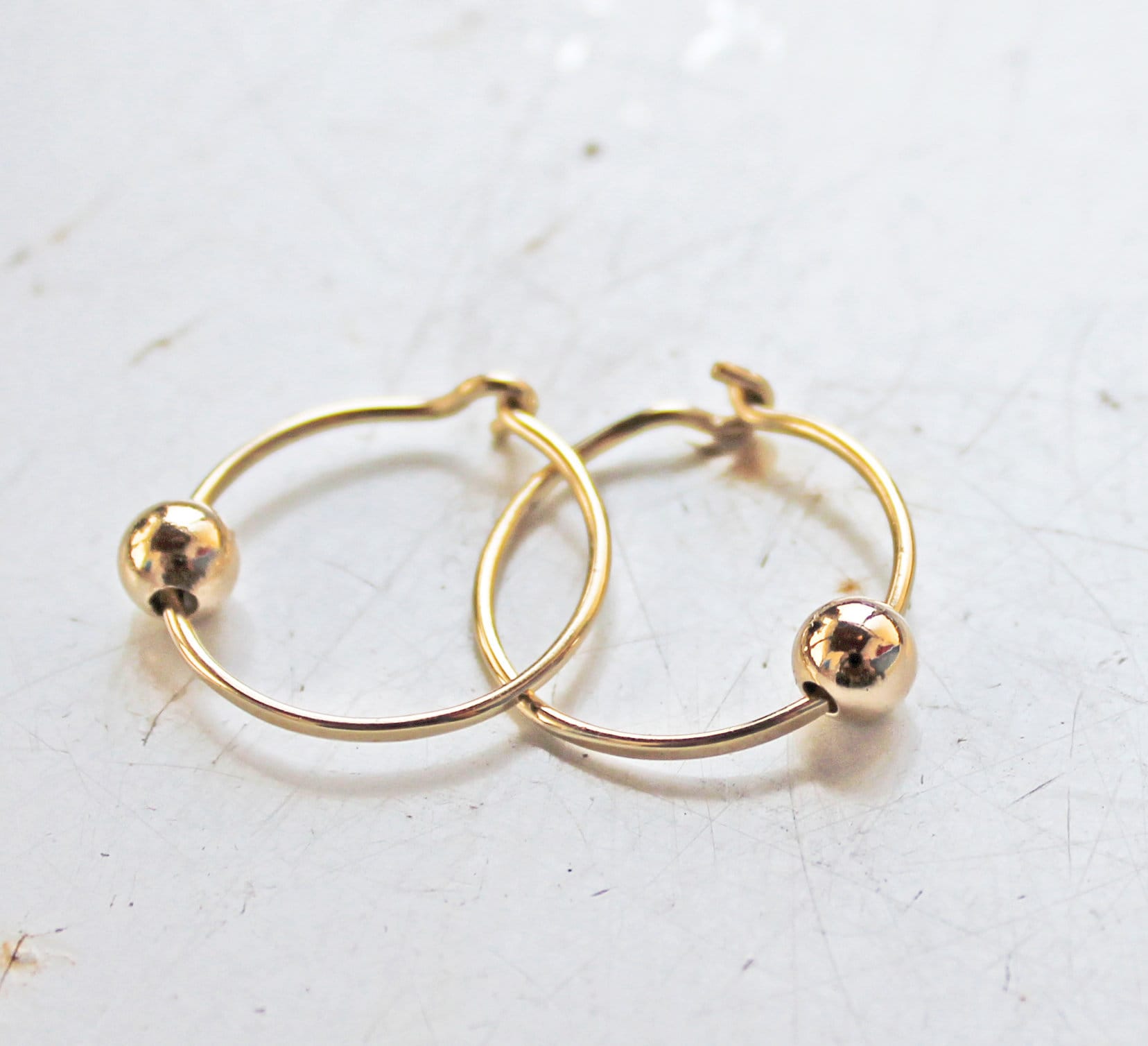 Small Hoop Earrings With Charm Hoop Earrings Gold Charm Etsy