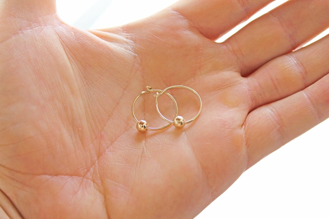 Small Hoop Earrings With Charm Hoop Earrings Gold Charm Etsy