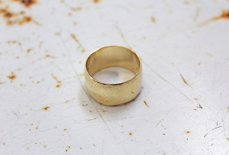 Gold Wide Band Ring, 14K Gold Wedding Band, Wide Wedding Band Gold Band Ring Cigar Band Ring Gold Flat Gold Band barrel ring image 3