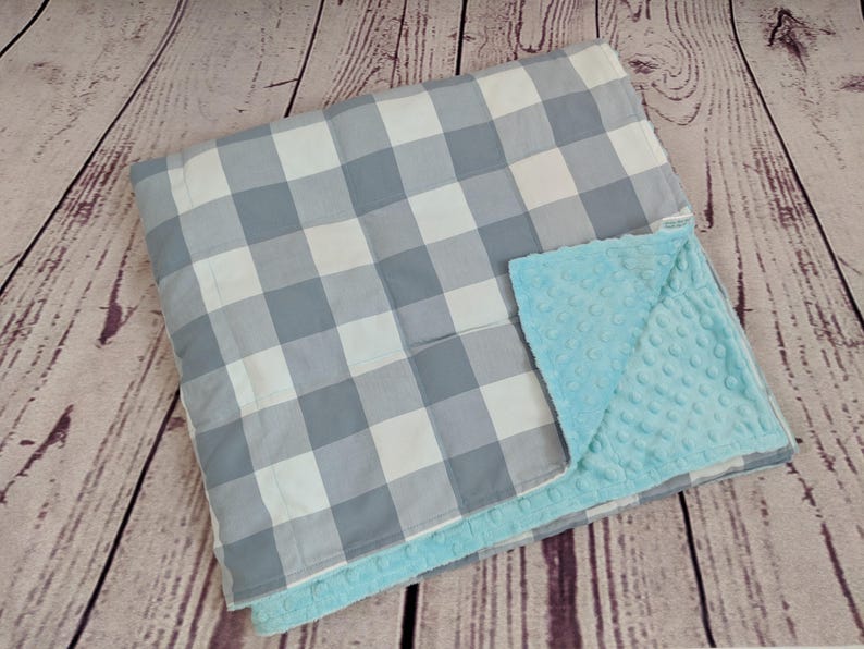 Weighted Blanket Grey Buffalo Plaid Cotton Breathable Etsy