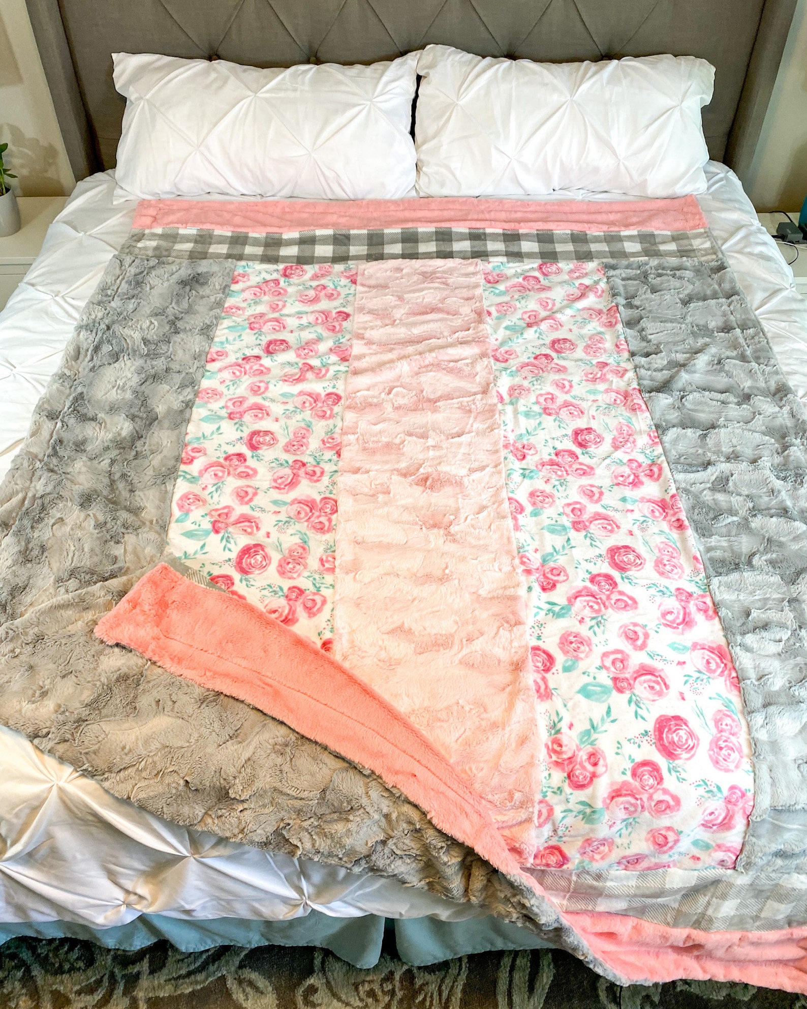 Minky Strip Blanket X Large Throw 60x84 Custom Minky Etsy