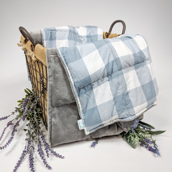 Weighted Blanket Grey Buffalo Plaid Cotton Breathable Etsy