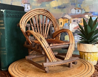 Small Vintage Rustic Twig Chair or Plant Holder