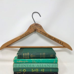 Vintage Wooden Clothes Hanger, Rosenberg Clothing, New York Advertising