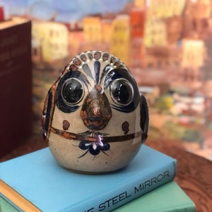 Vintage Large Tonala Pottery Owl or Bird by Salvador Vasquez, Mexican Folk Art