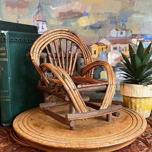 Small Vintage Rustic Twig Chair or Plant Holder