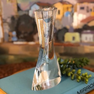 Vingage Nambe Minimalist Crystal Candlestick Holder, designed by Karim Rashid