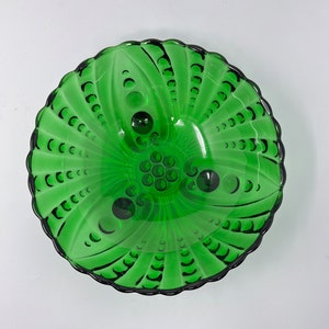 Vintage Anchor Hocking Burple-Inspiration Pattern Forest Green Large Dessert Bowl, 8 1/2 inches across