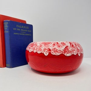 Vintage Red California Keramik Blumentopf / Übertopf mit Tropfglasur