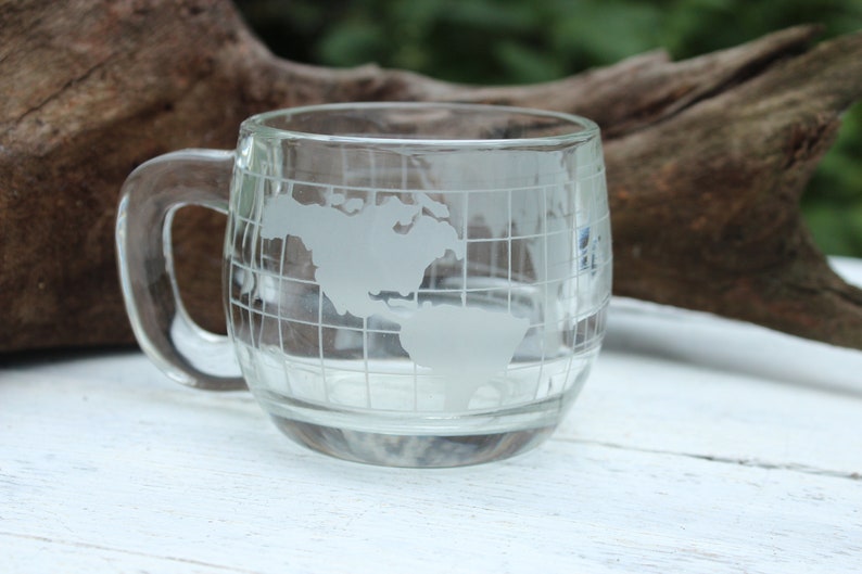 Vintage Nestle glass globe coffee mug world coffee mug. Etsy