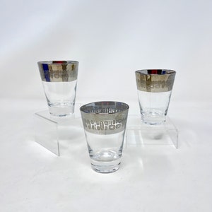 Vintage Silver Rim Juice Gläser, 3er-Set, Canonsburg Temporana Pattern