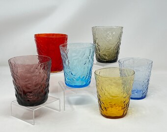Vintage Crinkle Glasses // Driftwood by Seneca Glasses, Set of 6 // Vintage Glassware