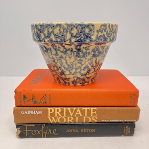 Vintage Robinson-Ransbottom Pottery Co. Blue Sponge Ware Bowl, 6 inches across