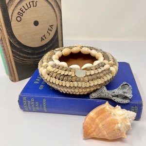 Vintage Shell Encrusted Terra Cotta Ashtray or Planter