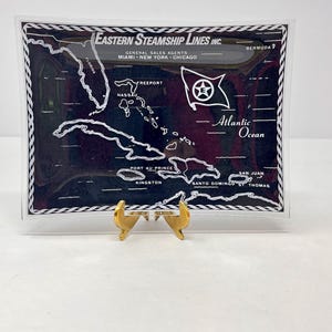 Vintage Eastern Steamship Lines porte-objets souvenir avec carte des Caraïbes