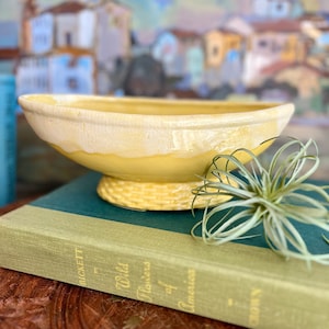 Vintage Oblong Yellow Drip Glaze Planter