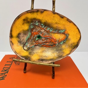 Mid-century Modern Enamel on Copper Small Dish