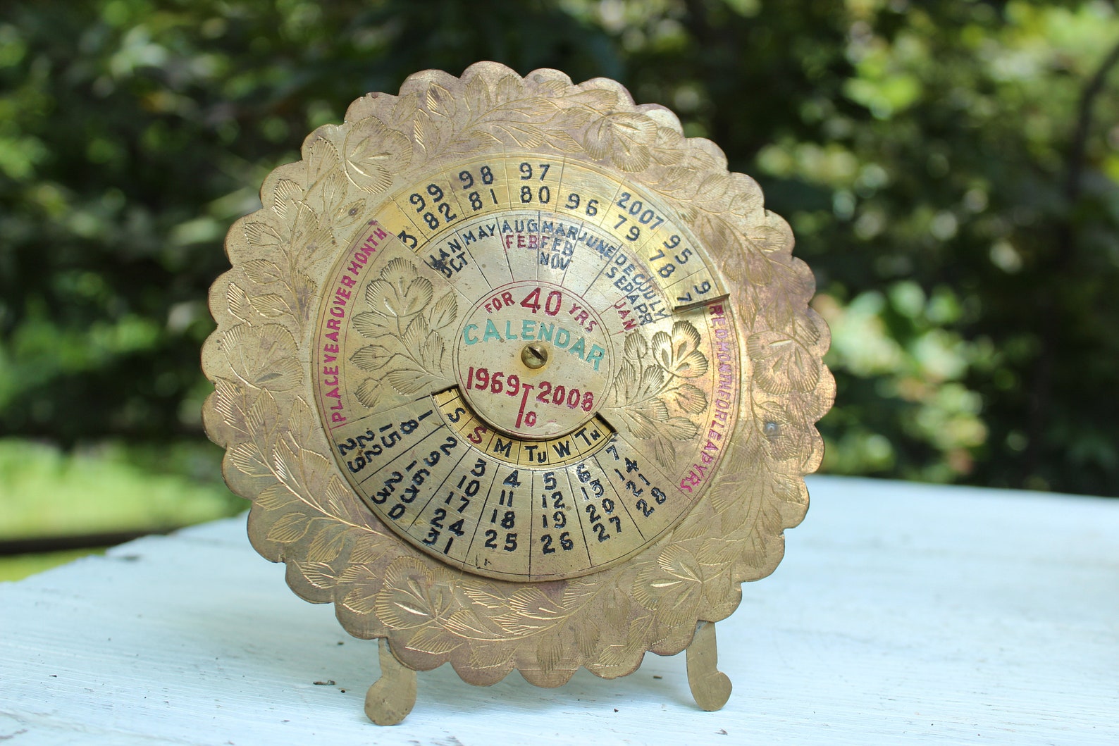 Vintage brass perpetual calendar for 19692008 beautiful Etsy