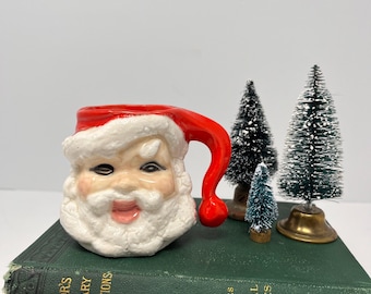ヴィンテージの手描き陶器製サンタクロースの顔のマグカップ - Etsy 日本