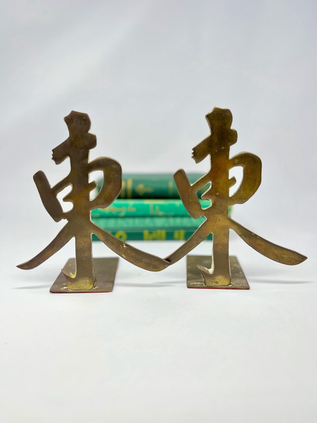 Vintage Pair of Brass Asian Character Bookends - Etsy