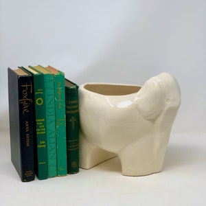 Vintage Large White Elephant Planter Marked Calif. USA