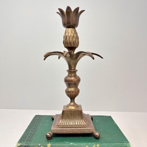 Vintage Brass Pineapple Candle Holder, A Mottahedeh Design, 9 inches tall