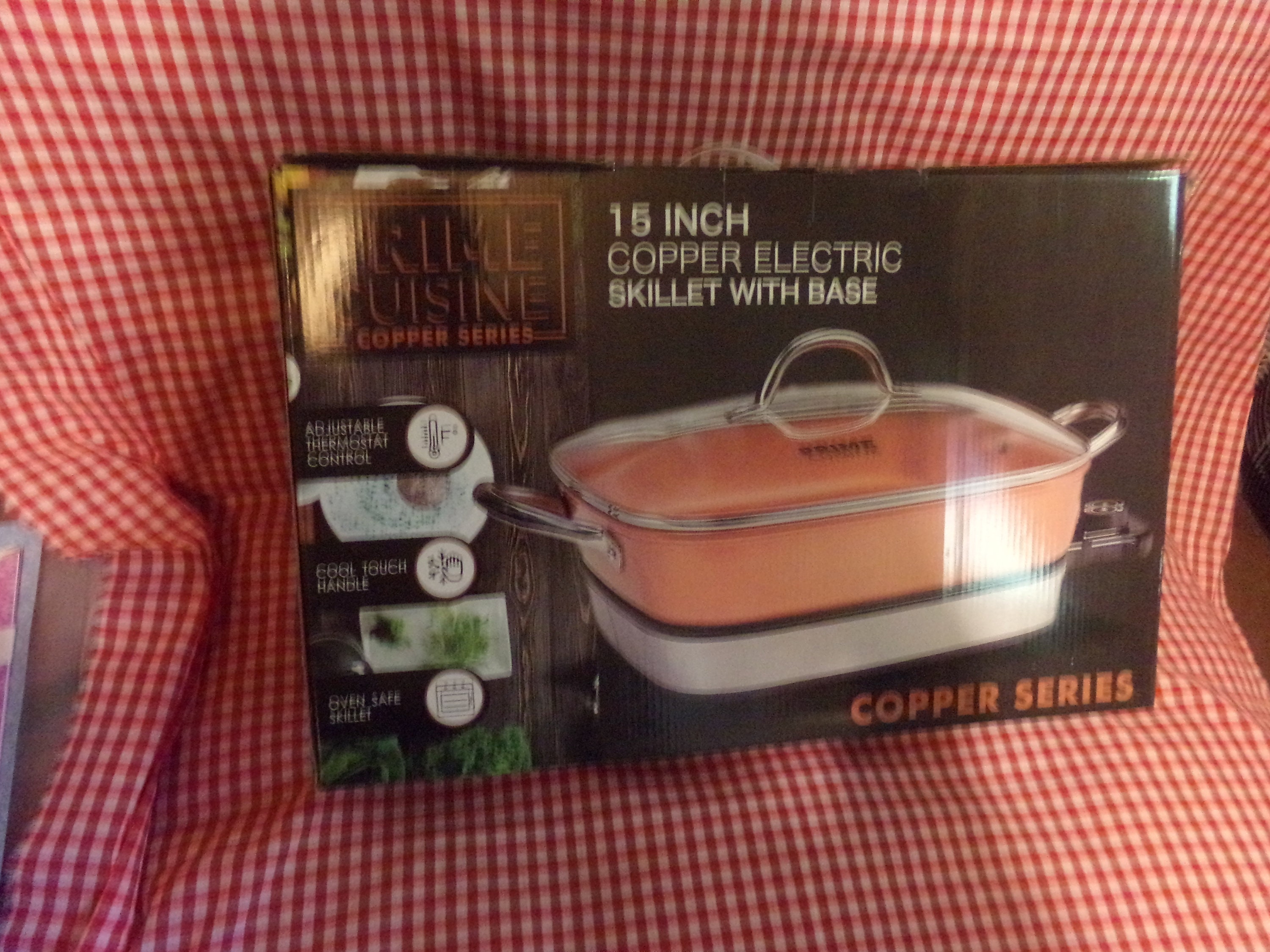 New in Box Prime Cuisine 15 In. COPPER ELECTRIC SKILLET With Base