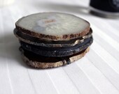 Modern Home Decor and Dining - Set of Four Stunning Brazilian Agate Coasters! Rock, Mineral, Geode, Gemstone, Nature, Natural, Dishes, Table