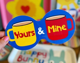 Yours and Mine Double Tea Coaster - Melamine - Limited Edition - Made in the UK