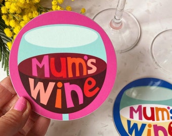 NEW! Mum's Wine Coaster - Red or white Wine - Melamine - Limited Edition - Made in the UK