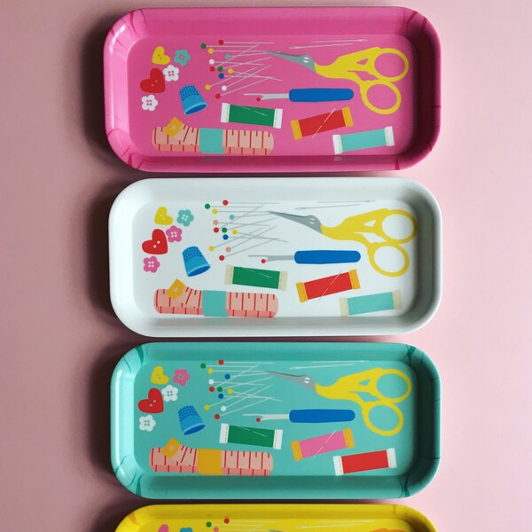 SECONDS! Melamine Tray - Sewist Haberdashery Desk Tidy / Snack or Tea Tray - Made in the U K