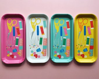 NEW COLOURS! Melamine Tray - Sewist Haberdashery Desk Tidy / Snack or Tea Tray - Made in the U K