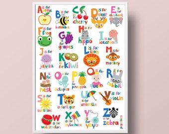 SALE! A4 size ABC Nursery Poster | ABC Educational Alphabet Print | A4 size