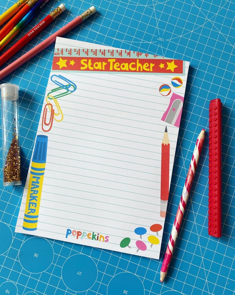 SECONDS Teacher gift notepad A5 size Recycled paper Star Teacher 1