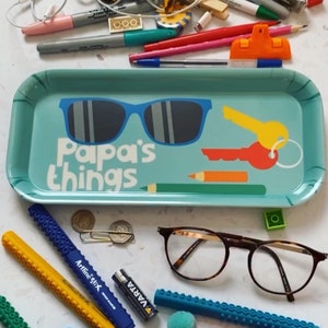 Melamine Tray Dad's / Papa's Things Desk Tidy / Tea Tray Made in the UK Papa's things Blue