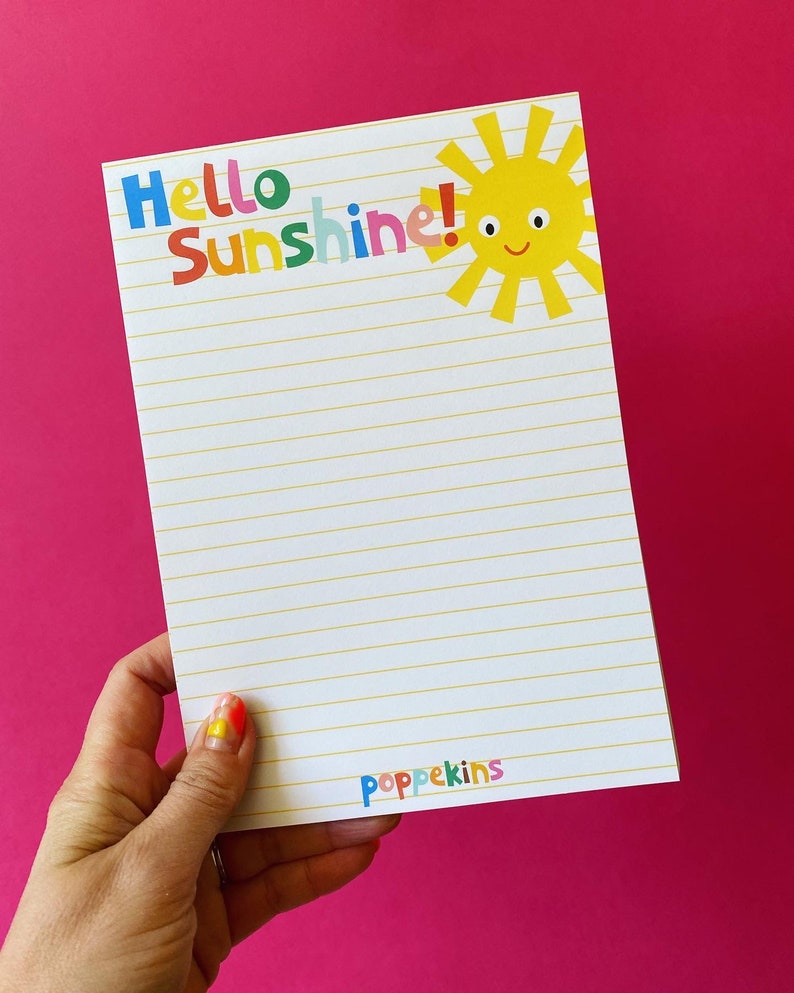 SALE Hello Sunshine notepad A5 size Recycled paper image 2